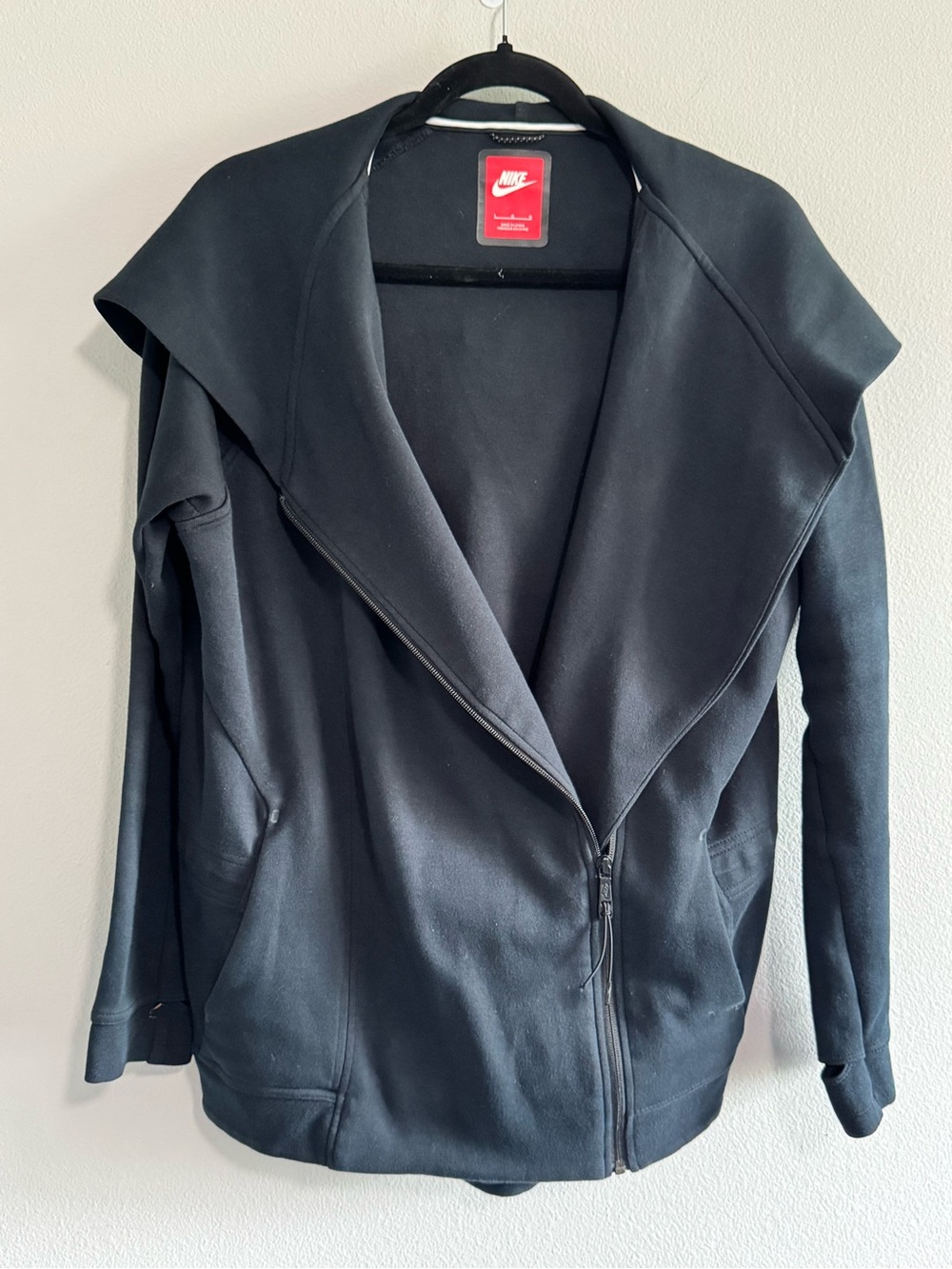 Nike Women's Black Open-Front Hooded Bomber Jacket - Picture 2 of 6